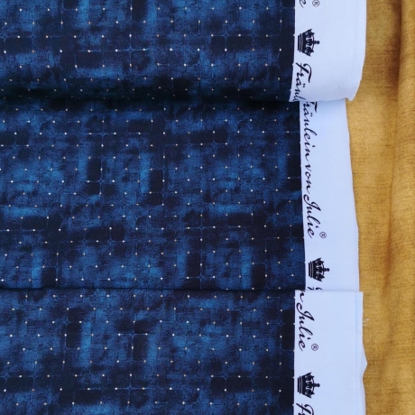 French Terry Stoff blau mit goldenen Punkten, Jeans Optik | Fräulein von Julie