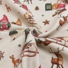 Deko Stoff Druck Weihnachten Wichtel Schlitten Häuser Sterne Rehe