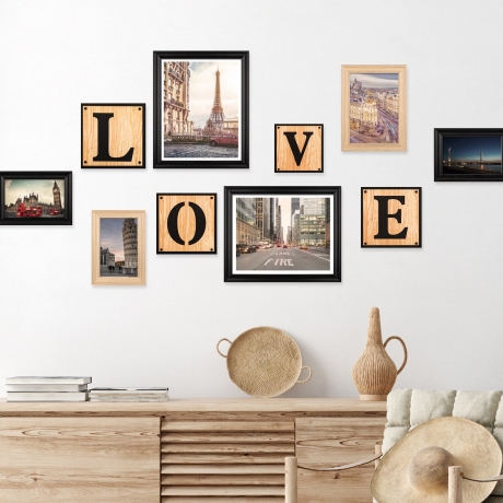 Wanddekoration LOVE | Bilderrahmen-Set mit 10 Teilen