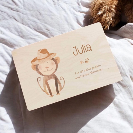 Personalisierte Erinnerungskiste Abenteuer Geburt Safari Tiere