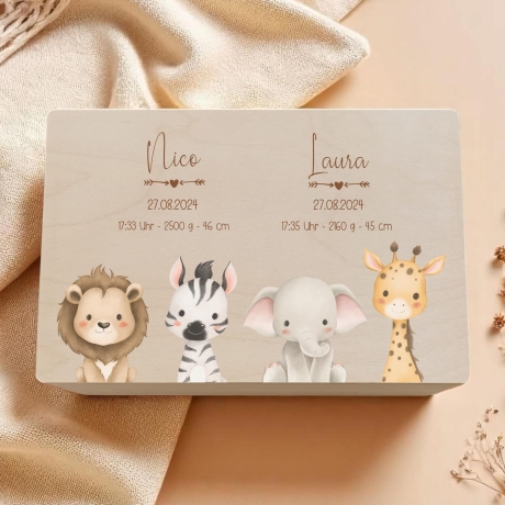 Erinnerungskiste Baby Zwillinge personalisiert Geburt Taufe