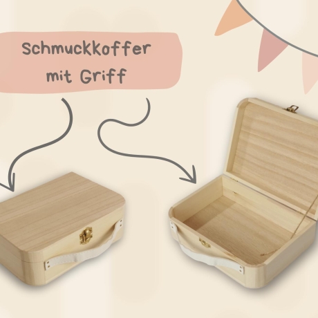 Holzkoffer personalisiert mit Namen, Schatzkiste Schatztruhe