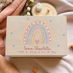 Personalisierte Erinnerungskiste Baby Regenbogen Geburt Taufe 