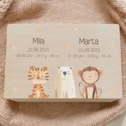 Erinnerungskiste Baby Zwillinge personalisiert Geburt Taufe