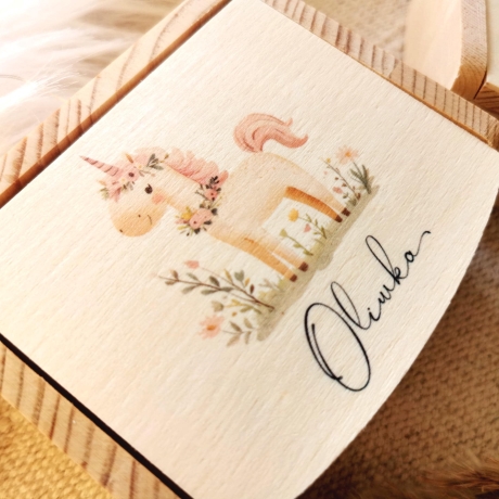 Schmuckkästchen Haargummibox personalisiert Holz Spiegel Kinder