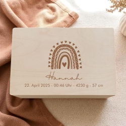 Erinnerungskiste Baby Zwillinge personalisiert Regenbogen Schatz