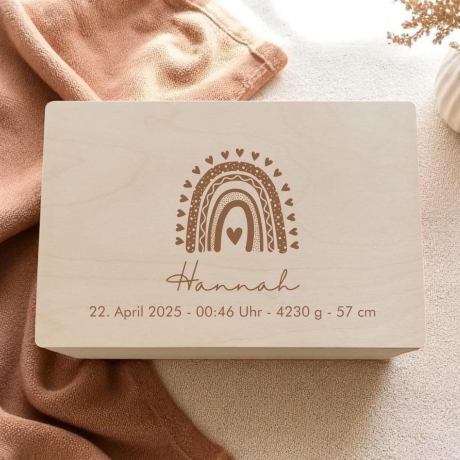 Erinnerungskiste Baby Zwillinge personalisiert Regenbogen Schatz