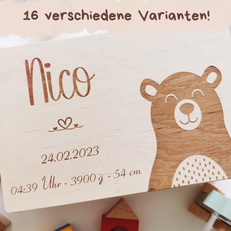 Personalisierte Erinnerungskiste Baby mit Namen Geburt Taufe Baby