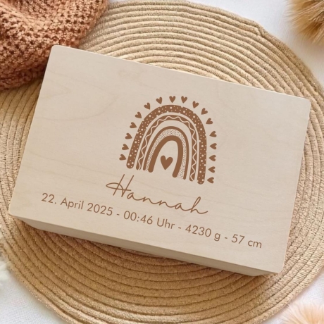 Erinnerungskiste Baby Zwillinge personalisiert Regenbogen Schatz