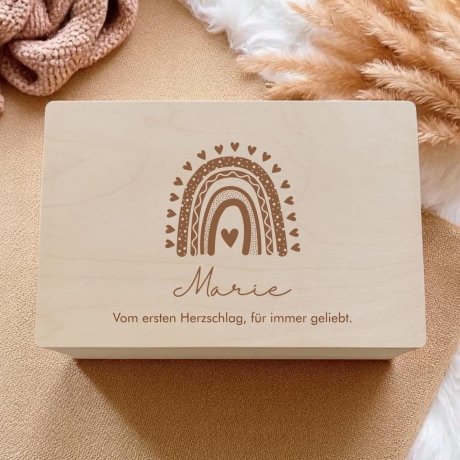 Erinnerungskiste Baby Zwillinge personalisiert Regenbogen Schatz