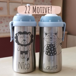 Trinkflasche aus Edelstahl - Gravur Babyfläschche Nuk Junior Cup