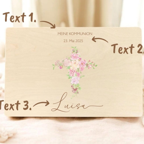 Personalisierte Erinnerungskiste zur Kommunion Taufe Konfirmation