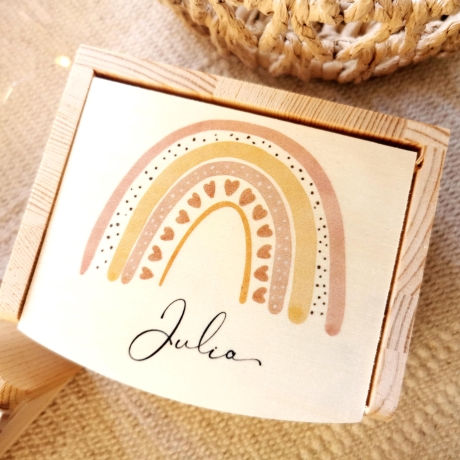 Schmuckkästchen Haargummibox personalisiert Holz Spiegel Kinder