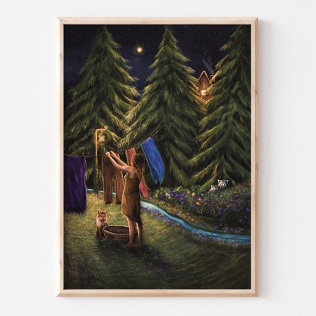 Besuch um Mitternacht ~ DIN A4 Print made by a human (NO AI)