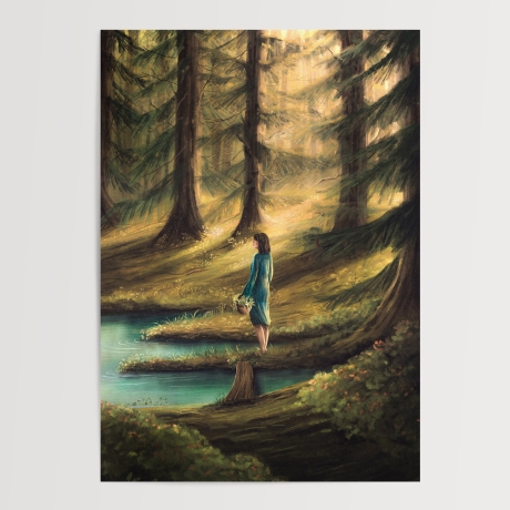 Waldliebe Illustration ~ Spaziergang im Nadelwald ~ DIN A4 Print made by a human (NO AI)