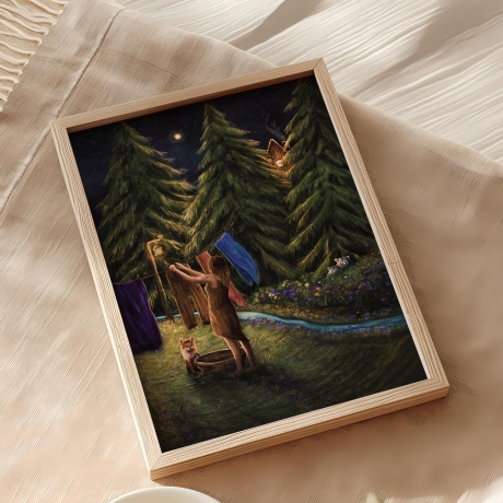 Besuch um Mitternacht ~ DIN A4 Print made by a human (NO AI)