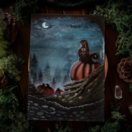Aquarellkunst   ~ Halloweennacht - Umweltfreundlicher Druck ~ Watercolor