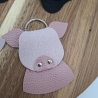 Schlüsselanhänger Kunstleder Kuh Pferd Schwein