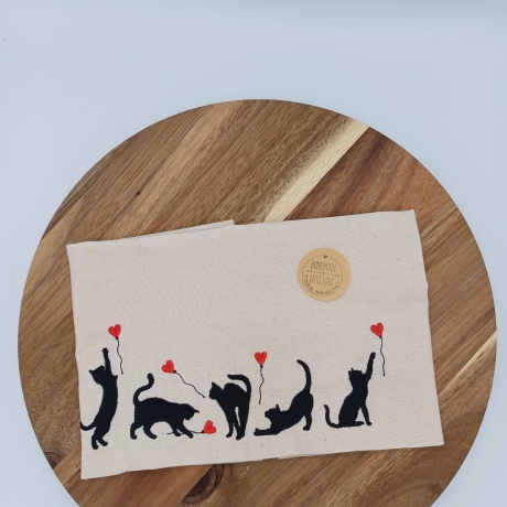 Küchenhandtuch Geschirrtuch Katze Herz