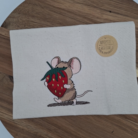 Küchenhandtuch Geschirrtuch Maus Erdbeere