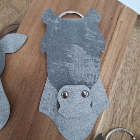 Schlüsselanhänger Kunstleder Kuh Pferd Schwein
