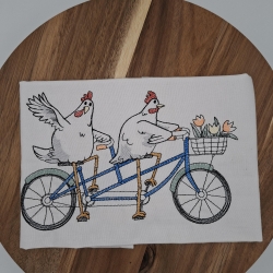 Küchenhandtuch Geschirrtuch Hühner Fahrrad
