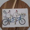 Küchenhandtuch Geschirrtuch Hühner Fahrrad