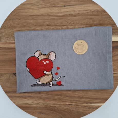 Küchenhandtuch Geschirrtuch Maus Herz Valentinstag
