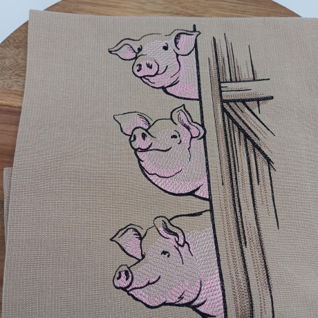 Küchenhandtuch Geschirrtuch Schwein Pferd Hühner Bauernhof