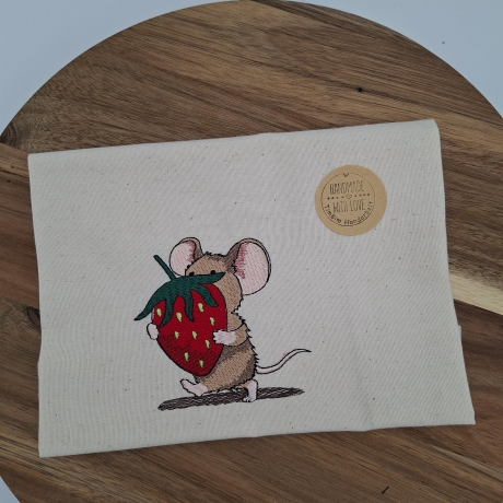 Küchenhandtuch Geschirrtuch Maus Erdbeere