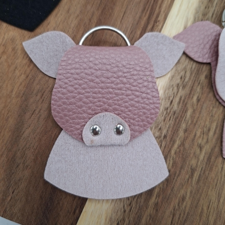 Schlüsselanhänger Kunstleder Kuh Pferd Schwein