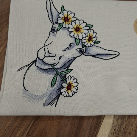 Küchenhandtuch Geschirrtuch Ziege Blumen