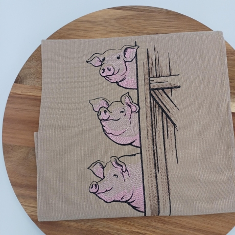 Küchenhandtuch Geschirrtuch Schwein Pferd Hühner Bauernhof