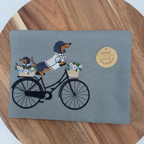 Küchenhandtuch Geschirrtuch Dackel Fahrrad