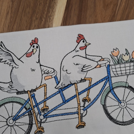 Küchenhandtuch Geschirrtuch Hühner Fahrrad