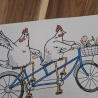 Küchenhandtuch Geschirrtuch Hühner Fahrrad