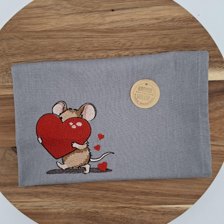 Küchenhandtuch Geschirrtuch Maus Herz Valentinstag