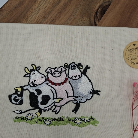Küchenhandtuch Geschirrtuch Schwein Schaf Kuh Freunde