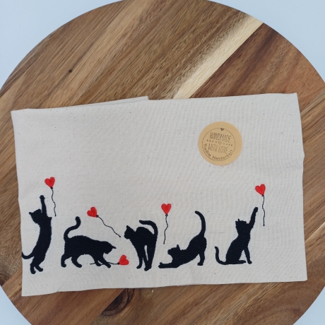 Küchenhandtuch Geschirrtuch Katze Herz