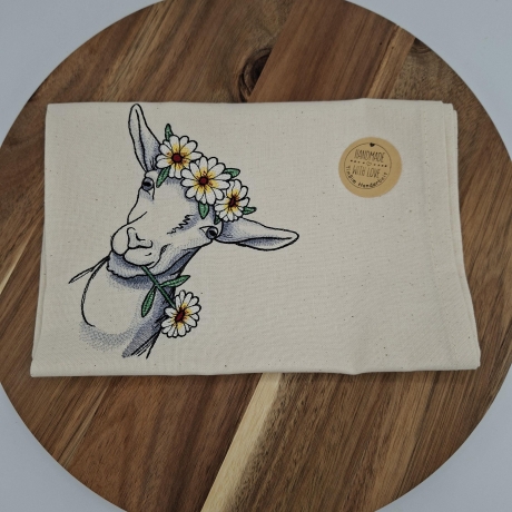 Küchenhandtuch Geschirrtuch Ziege Blumen