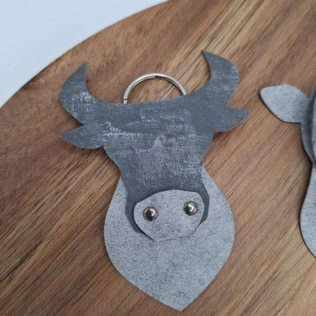 Schlüsselanhänger Kunstleder Kuh Pferd Schwein