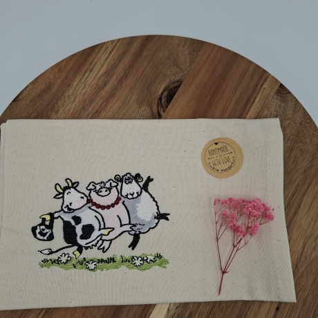Küchenhandtuch Geschirrtuch Schwein Schaf Kuh Freunde