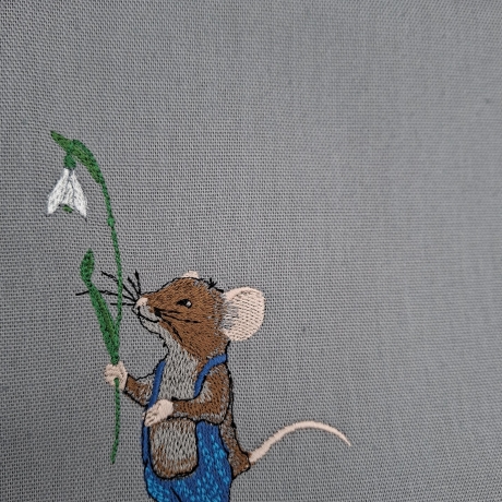 Küchenhandtuch Geschirrtuch Maus Schneeglöckchen Frühling