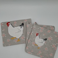 Küchenhandtuch Geschirrtuch Huhn Blumen