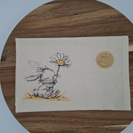 Küchenhandtuch Geschirrtuch Hase Blume