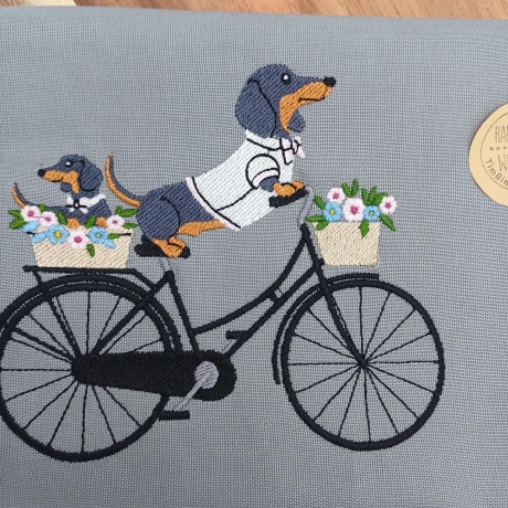 Küchenhandtuch Geschirrtuch Dackel Fahrrad