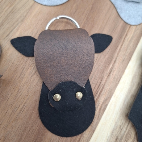 Schlüsselanhänger Kunstleder Kuh Pferd Schwein