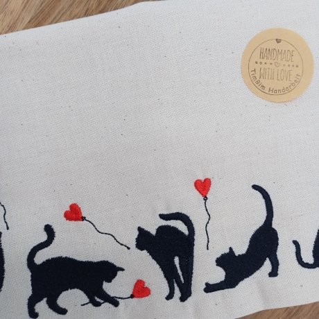 Küchenhandtuch Geschirrtuch Katze Herz