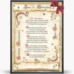 Geschenk Karte Urkunde 75. Geburtstag, Zeichnung mit humorvollem Gedicht, A4 Bild-Präsent