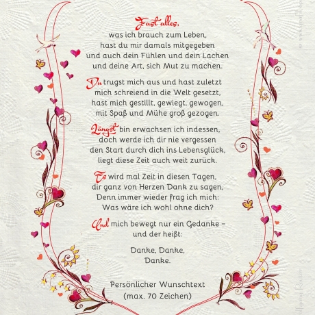 Geschenk Urkunde Meine liebe Mama, Zeichnung mit humorvollem Gedicht, Bild-Präsent für die Mutti, persönlich durch Wunschtext